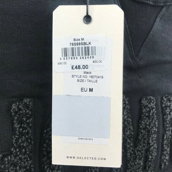 Selected Homme Mens Long Sleeves Comfort Pullover Black Sweatshirt Size Medium - Picture 5 of 7